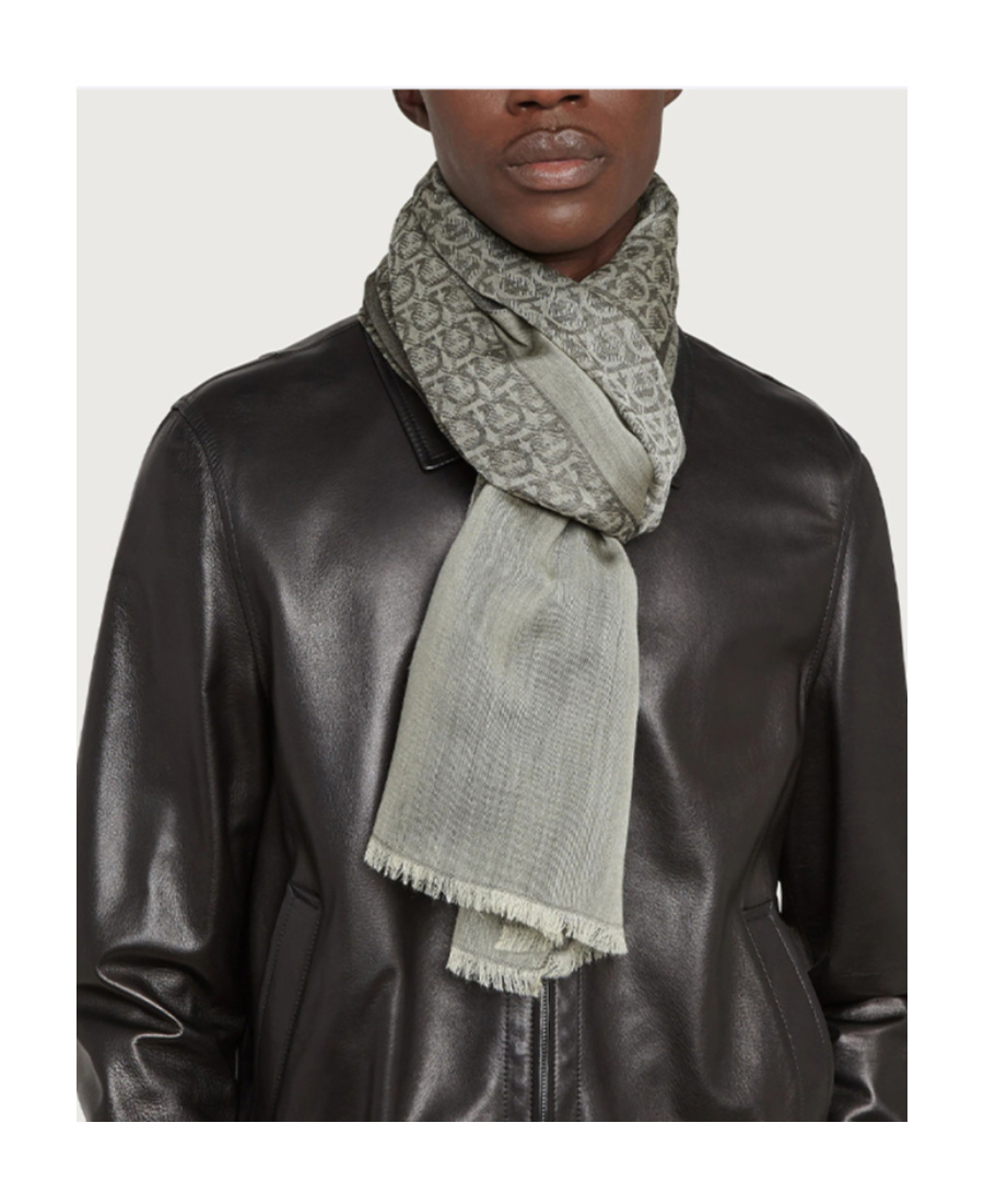 Ferragamo Logo Scarf In Gray