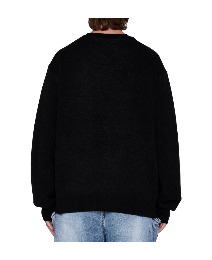 We11 Done Intarsia-knit Logo Jumper In Black