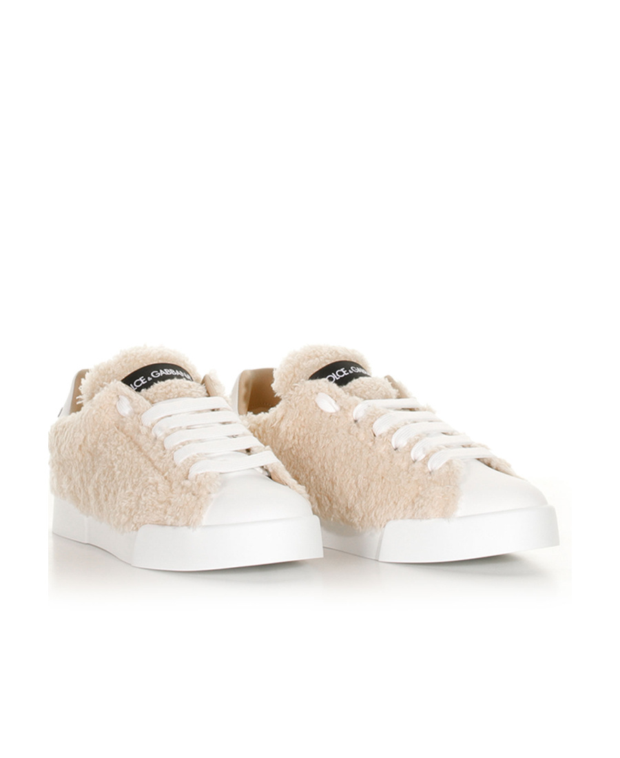 Dolce & Gabbana Leather Flatform Low-top Sneakers In Nude