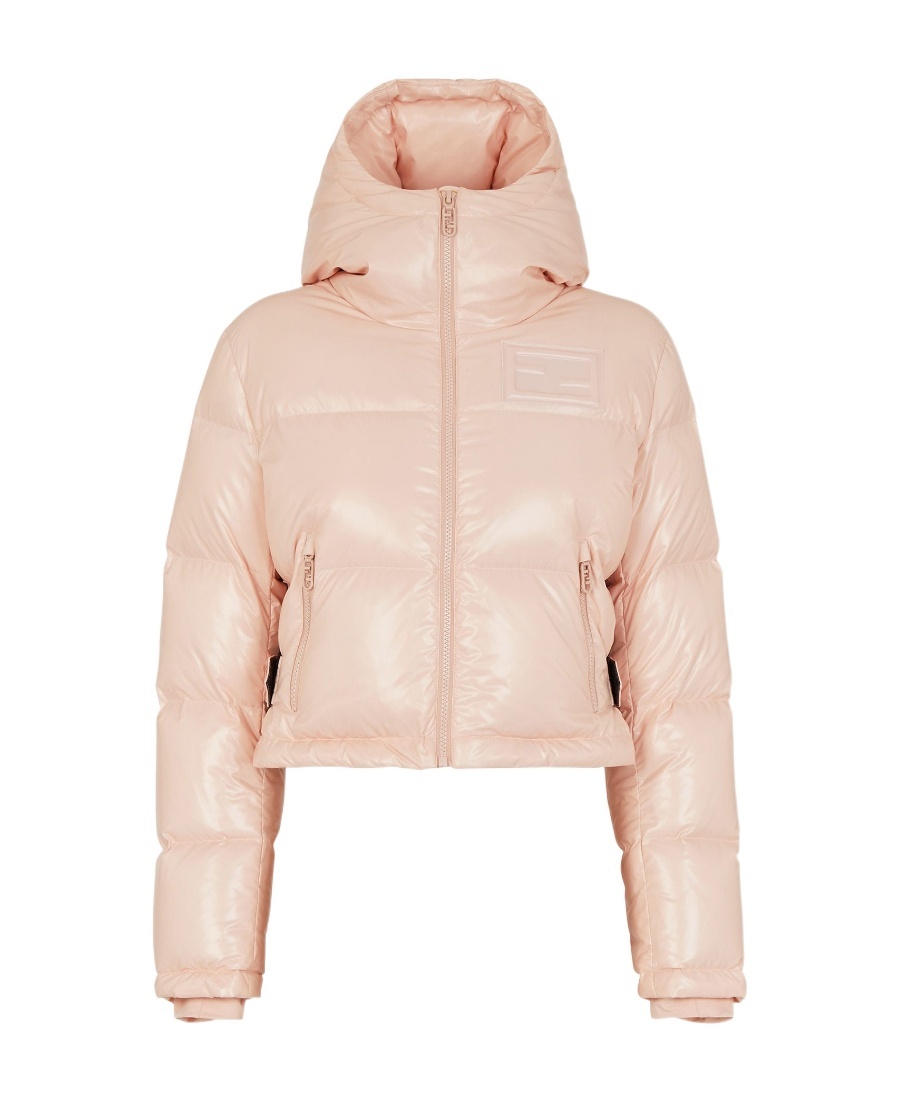 Fendi Puffer Down Jacket In Pink
