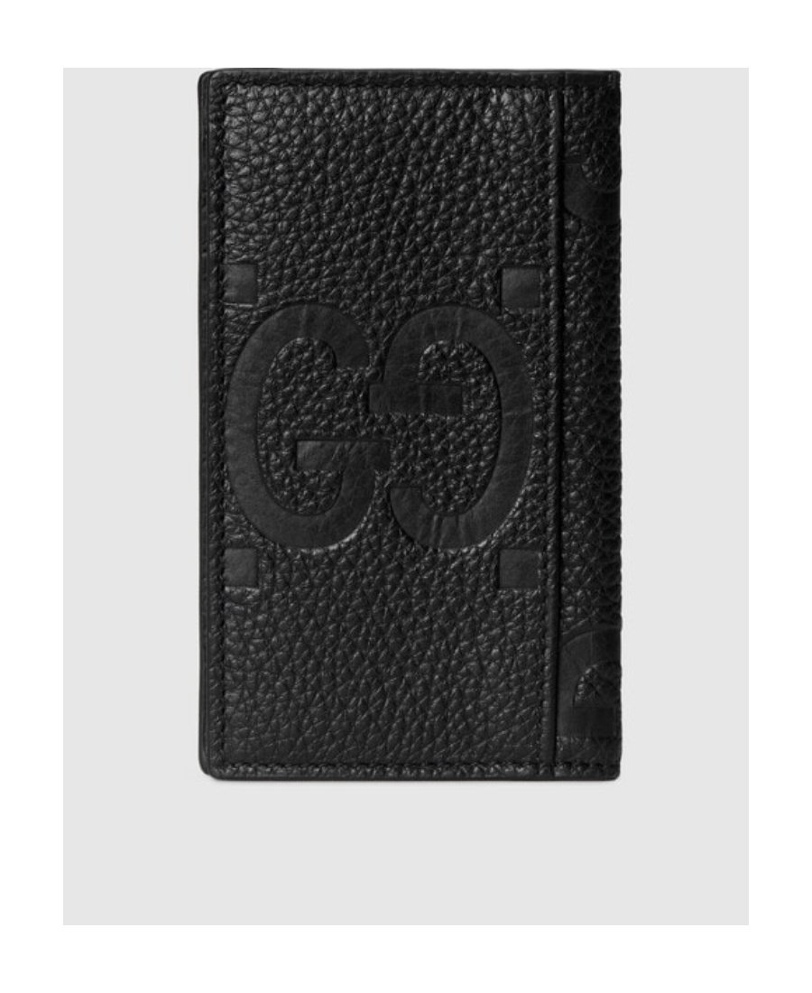 Gucci Jumbo Gg Leather Cardholder In Black