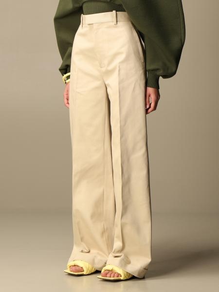 Bottega Veneta Wide-legged Trousers In Nude