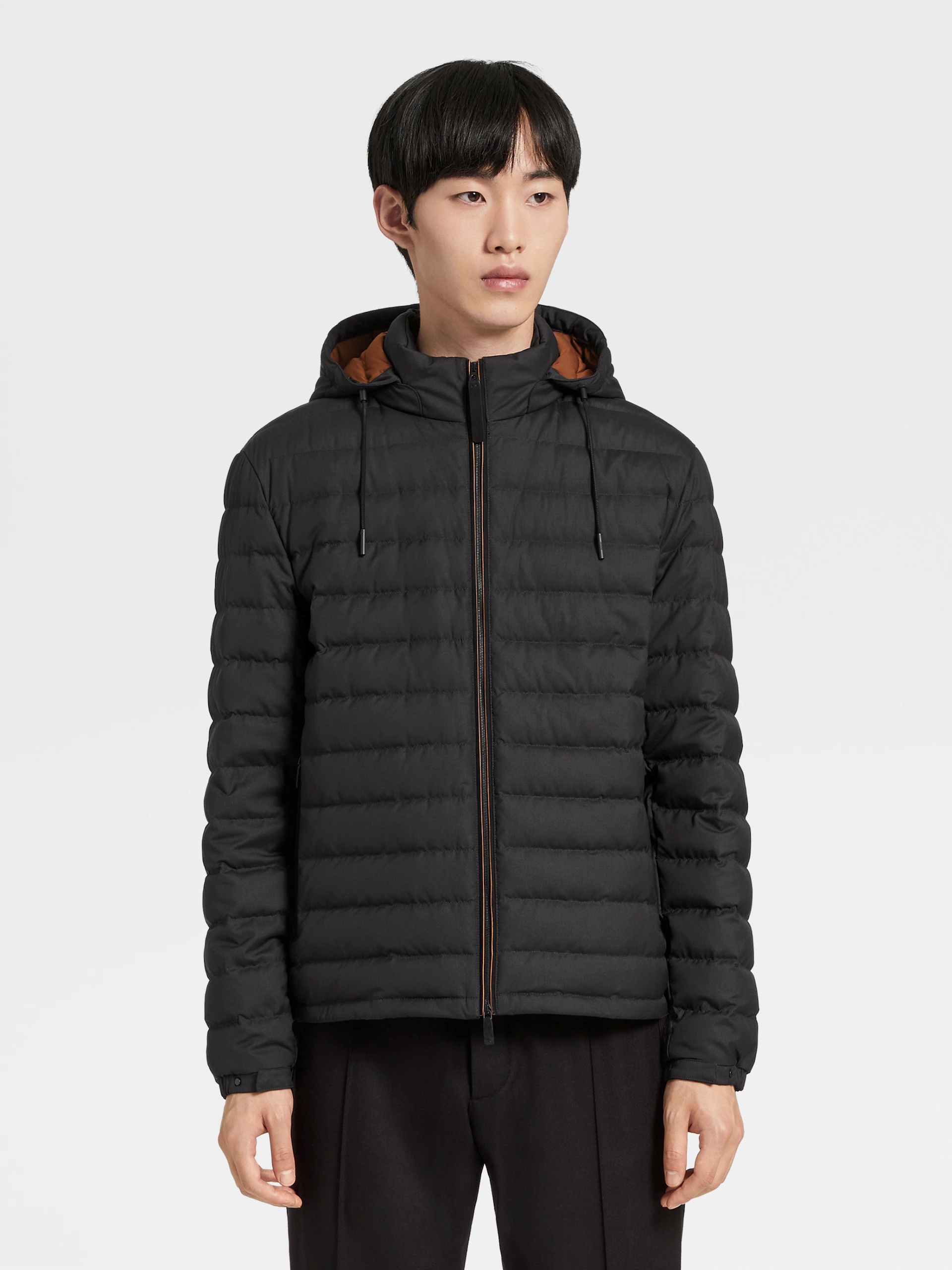 Zegna Hooded Padded Jacket In Black