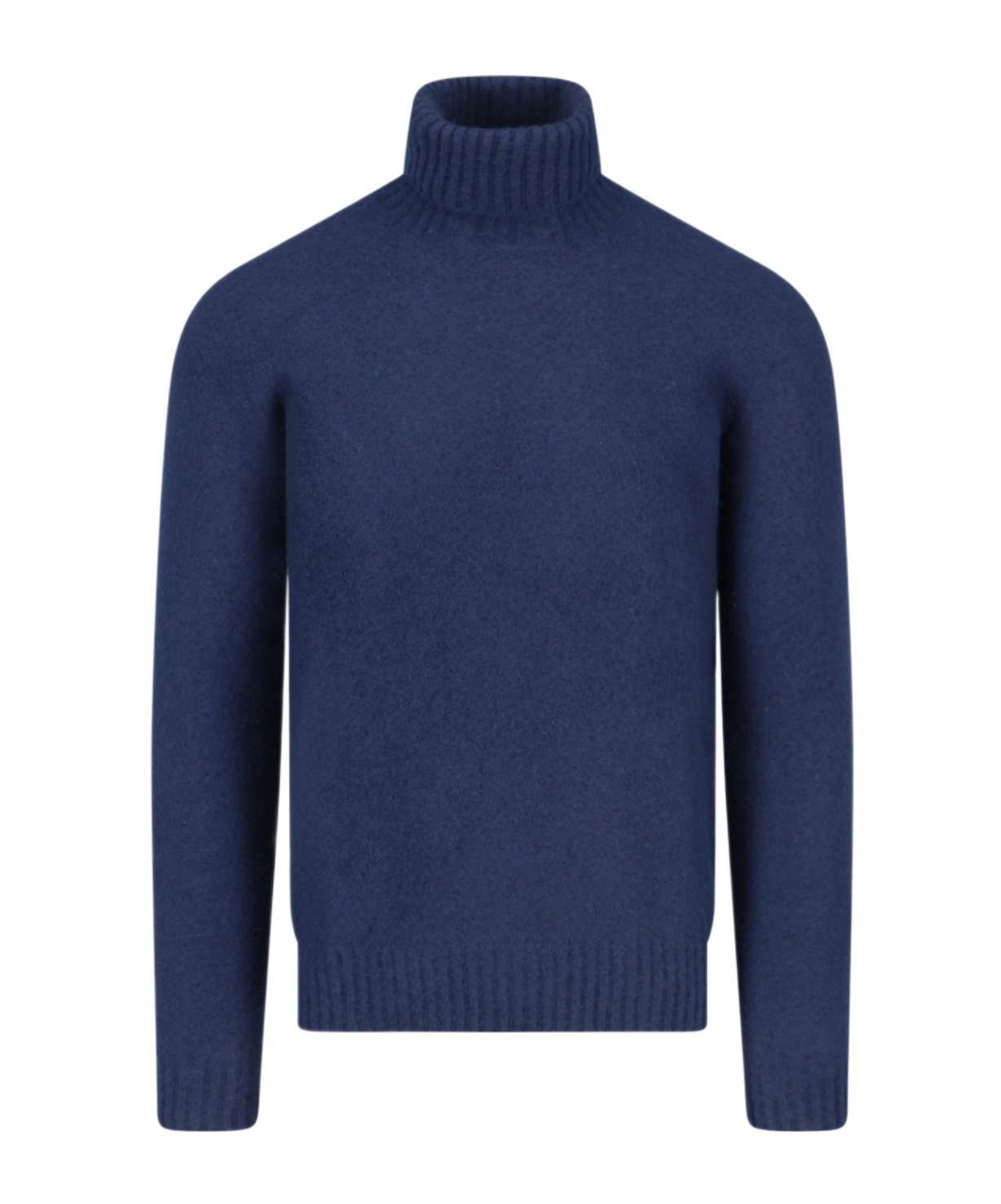 Drumohr Turtleneck Sweater In Blue Wool Navy Tones In Blue