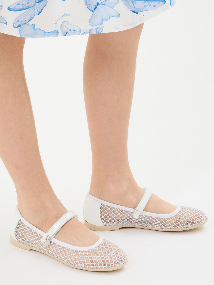Monnalisa Crystal-embellished Ballet Flats In White