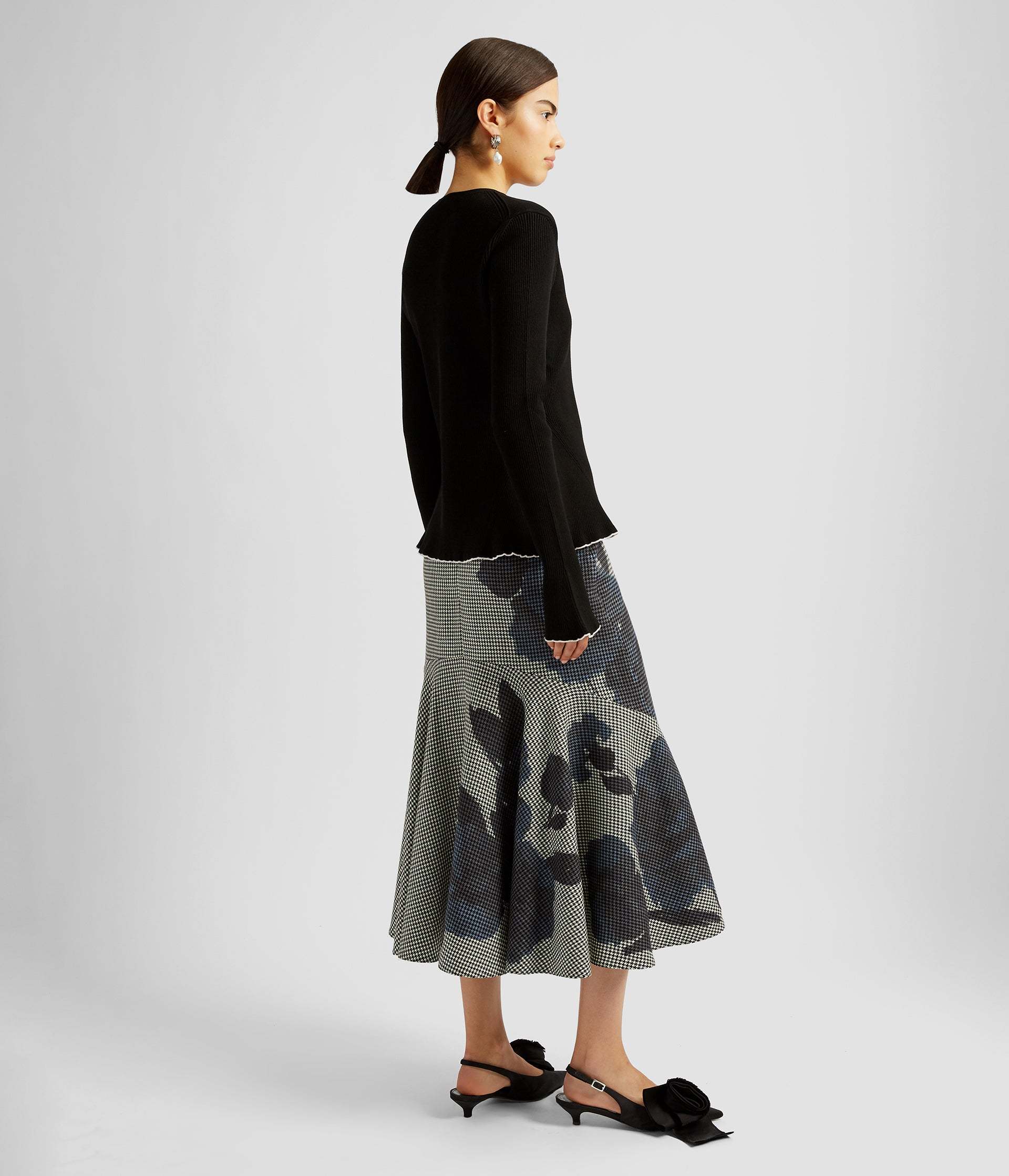 Shop Erdem Ruffled Ribbed Cardigan In Black