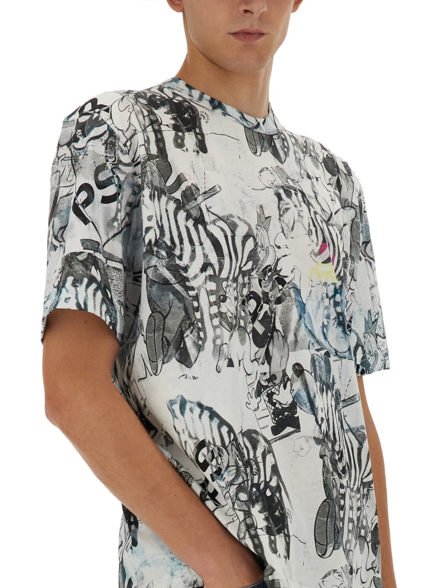 Shop Ps By Paul Smith Cartoon-print Cotton T-shirt In Multicolor
