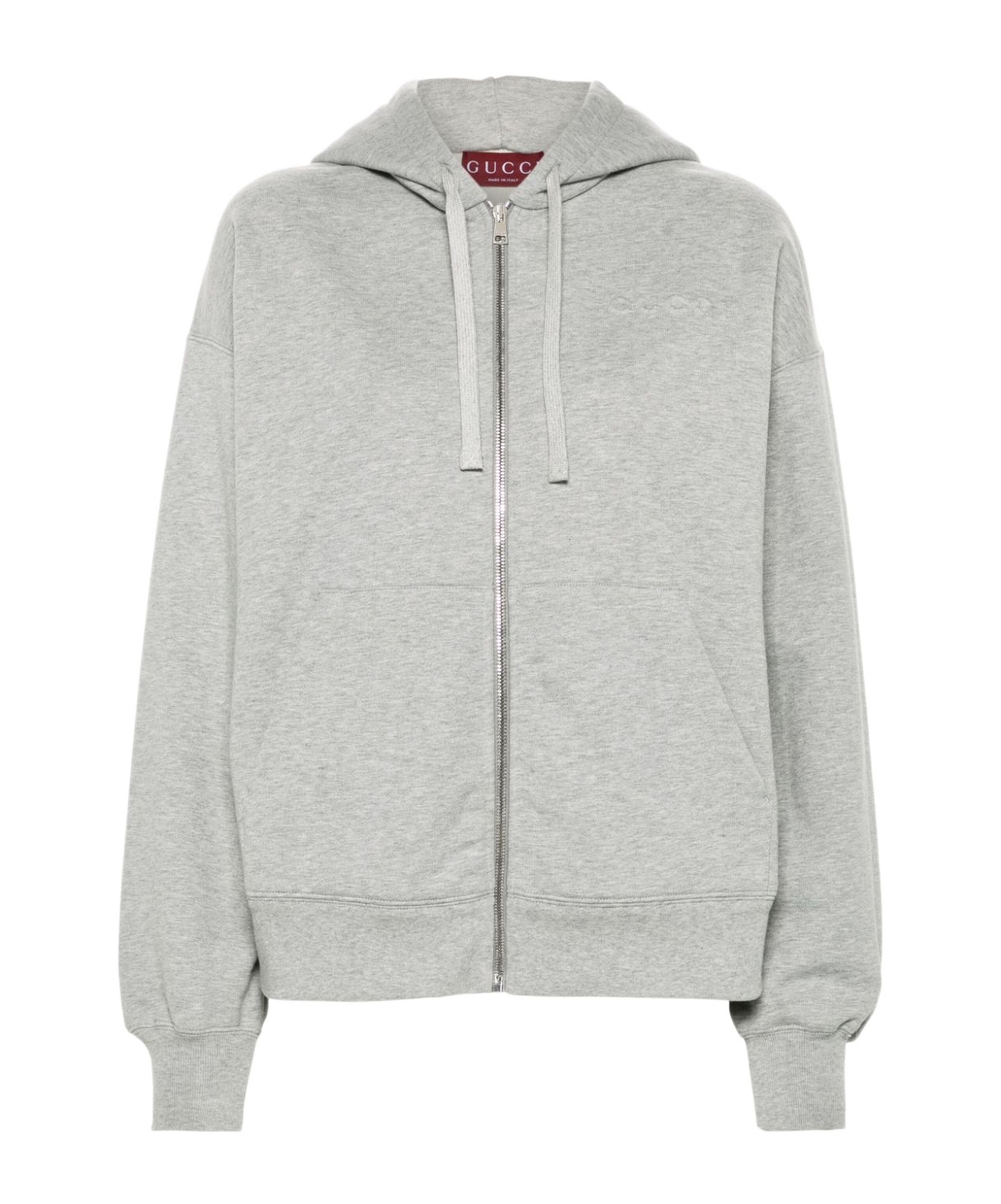 Gucci Logo-embossed Cotton Hoodie In Gray Mixture
