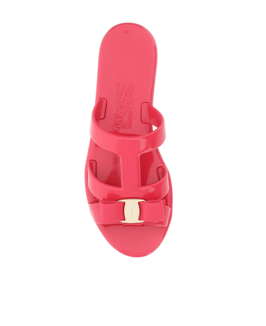 Ferragamo Logo Flat Slippers In Red