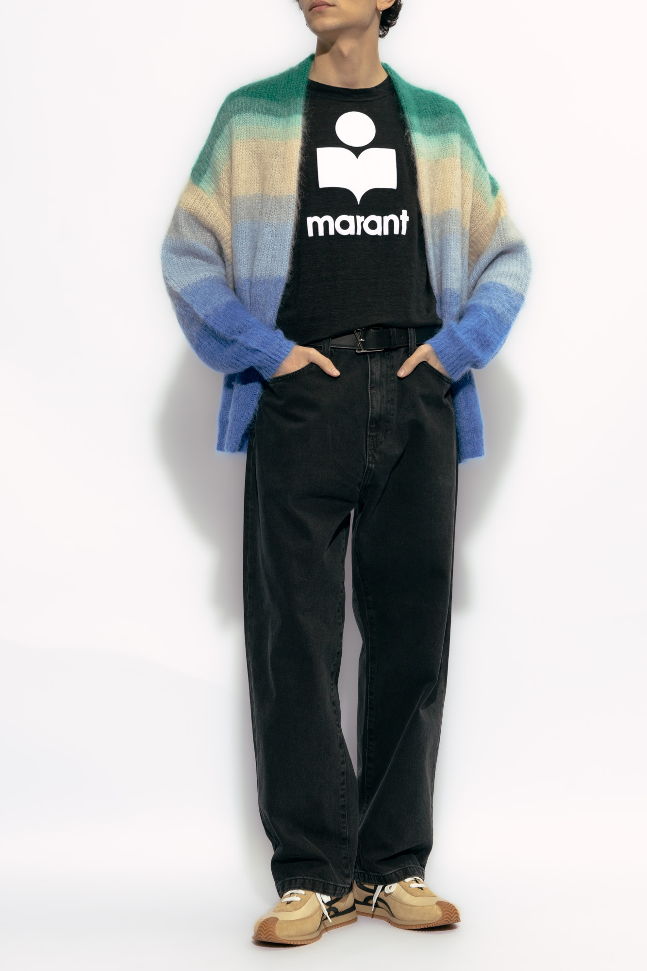 Isabel Marant Linen T-shirt With Iconic Logo Design And Finish In Black