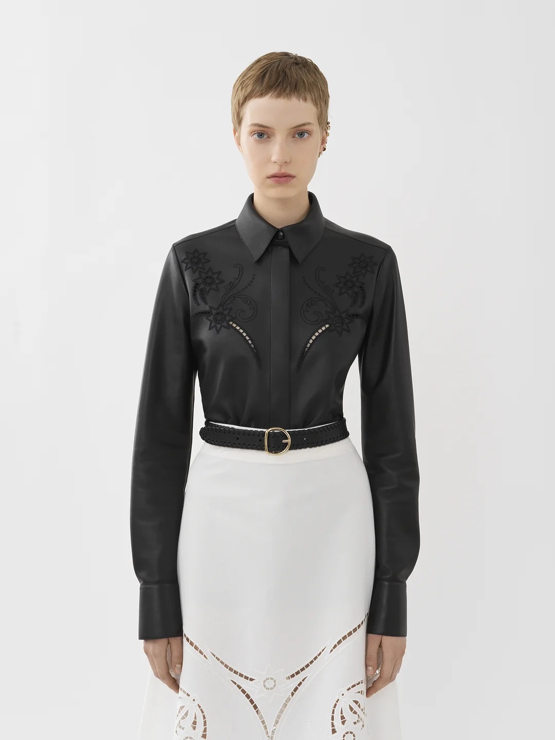 Chloé Leather Shirt In Black
