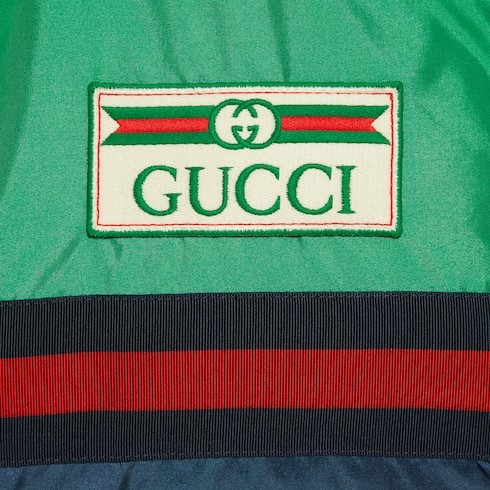 Gucci Multicolor Sleeveless Down Jacket With Logo Patch In Polyamide Man In Blue