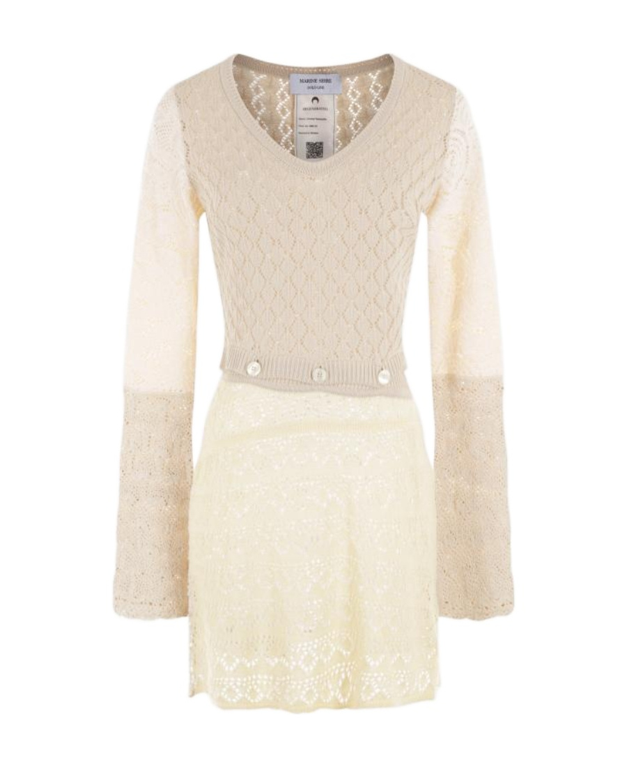 Marine Serre Crochet Mini Dress In Nude