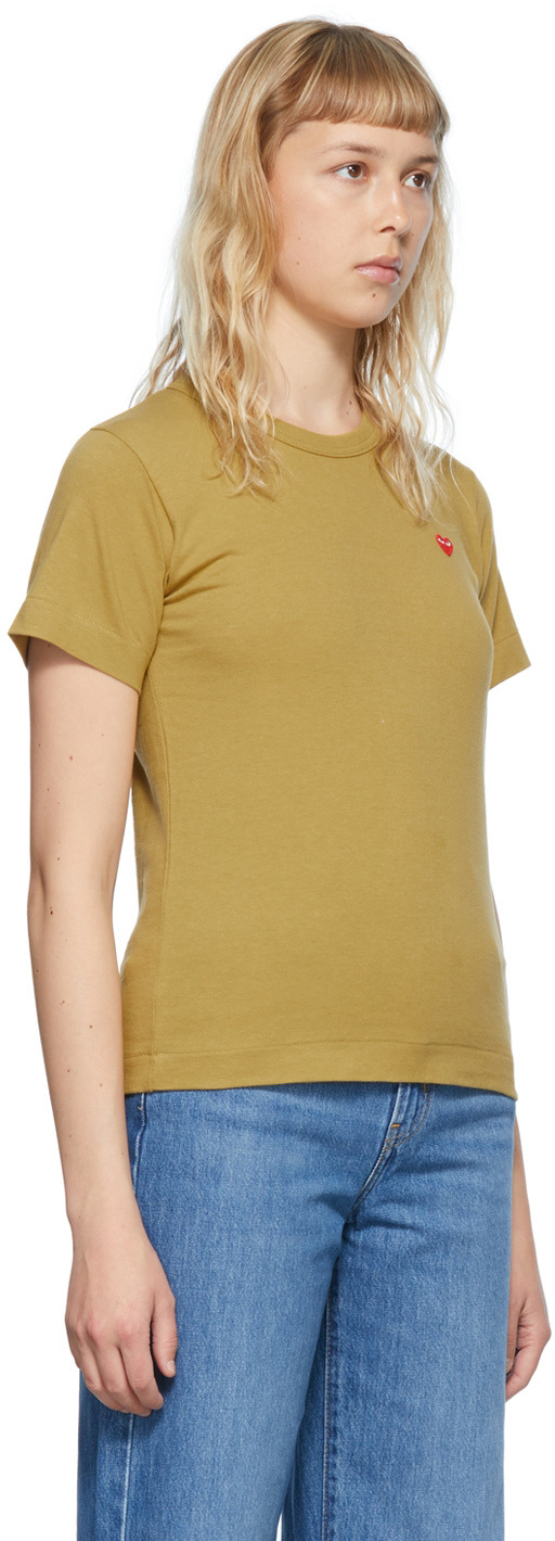 Comme Des Garçons Play Khaki Small Heart T-shirt In Nude