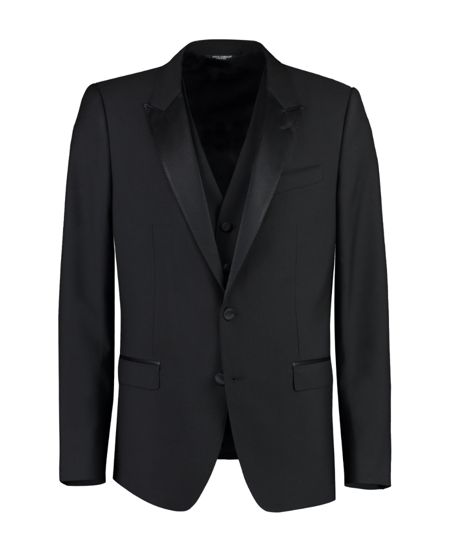 Dolce & Gabbana Three-piece Suit In Wool And Silk In Black