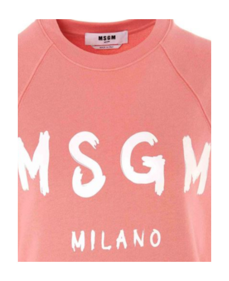 Msgm Logo Printed Sweater In Pink