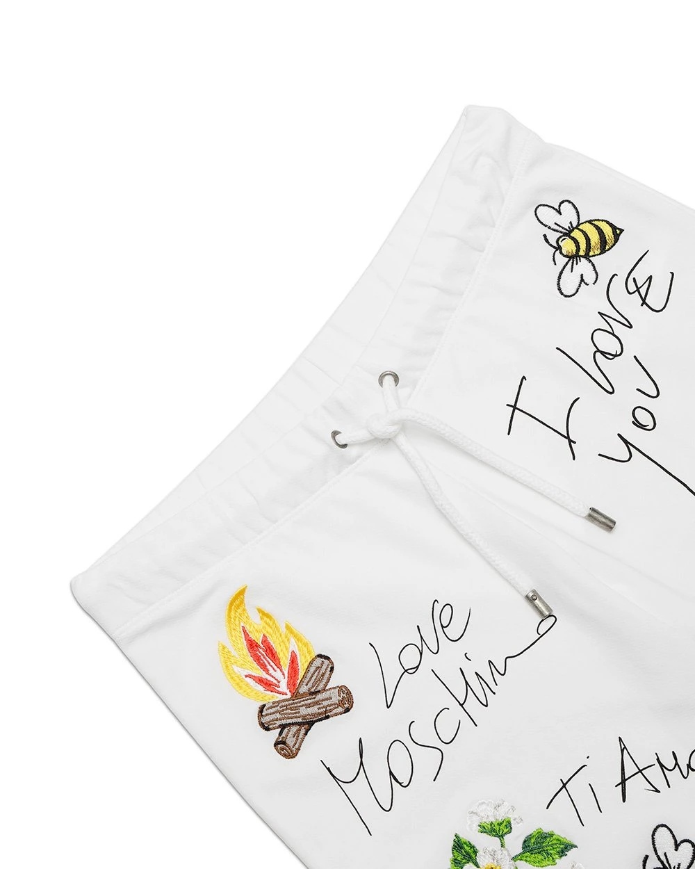 Moschino Logo Embroidered Sweatpants In White