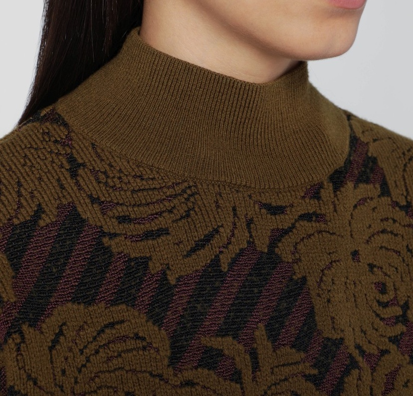 Dries Van Noten Turtleneck Long Sleeve Floral Sweater In Green