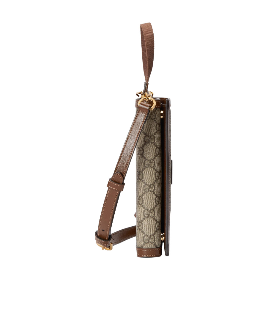 Gucci Monogram Detachable-strap Wallet In Brown