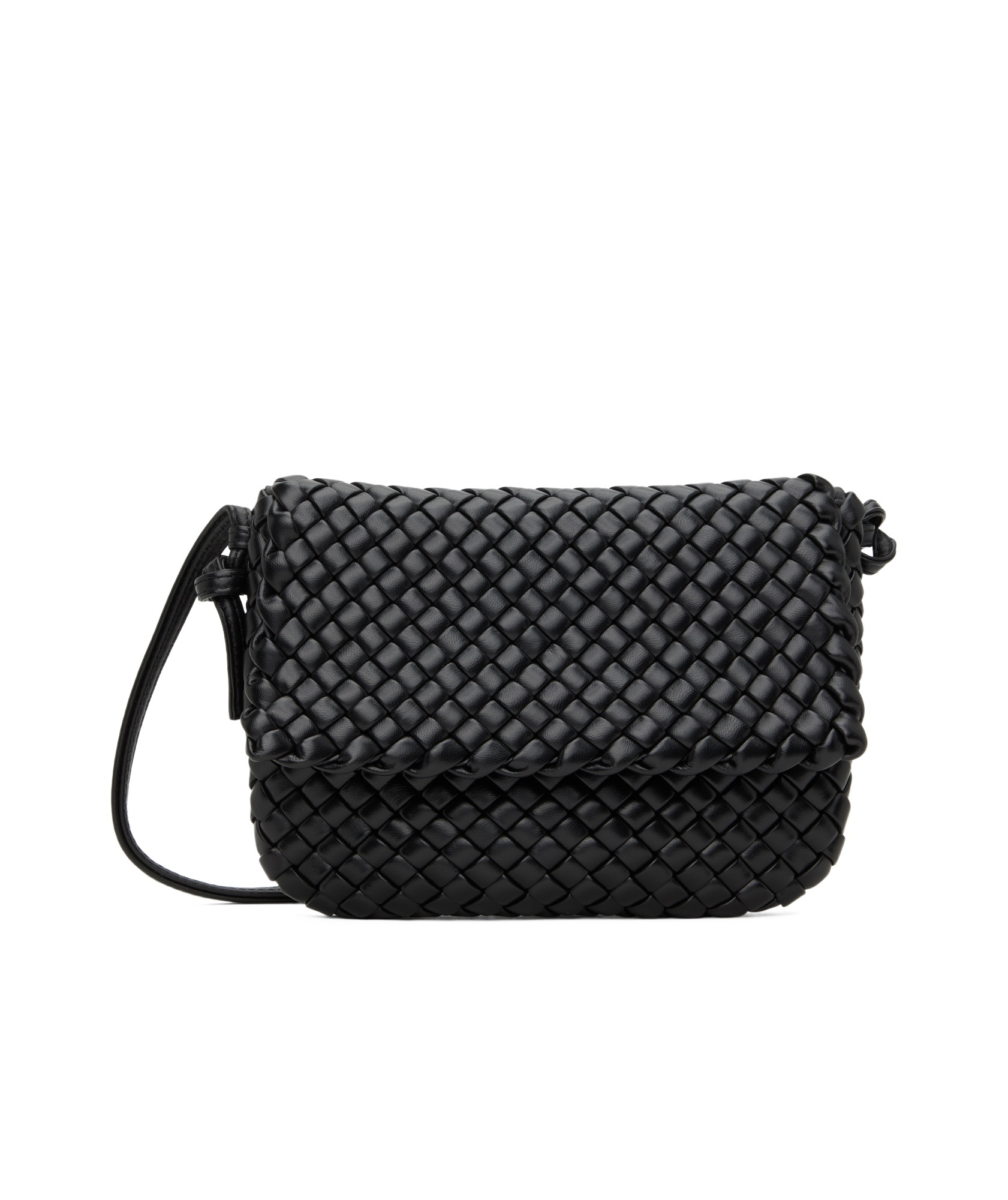 Bottega Veneta Black Cobble Messenger Bag In Black
