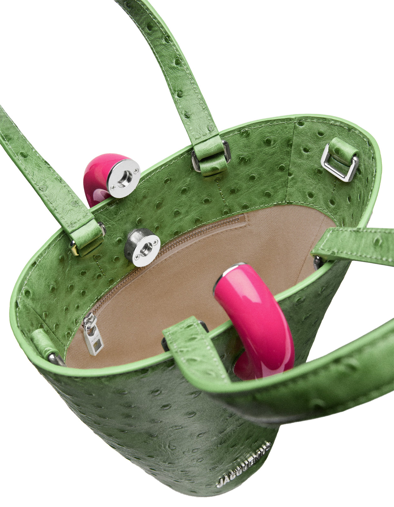 Jacquemus Le Petit Bambola Ostrich-embossed Bag In Green