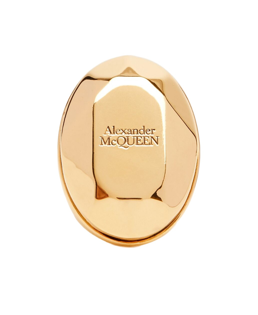 Alexander Mcqueen Alexander Mc Queen Stone Logo Ring In Yellow
