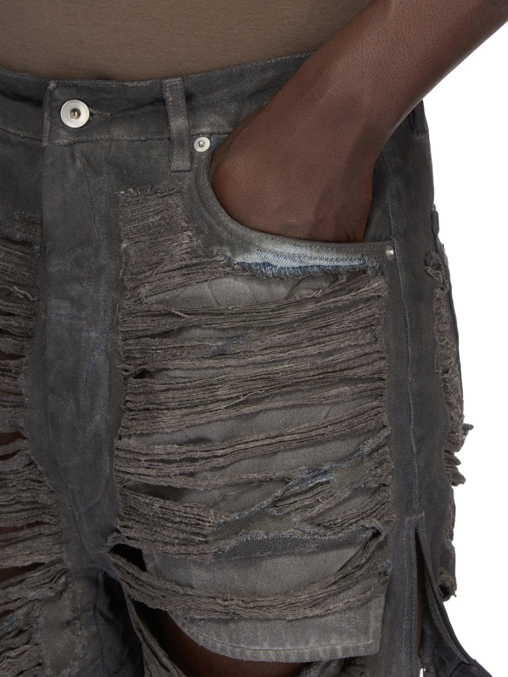 Rick Owens Drkshdw Distressed Denim Shorts In Black