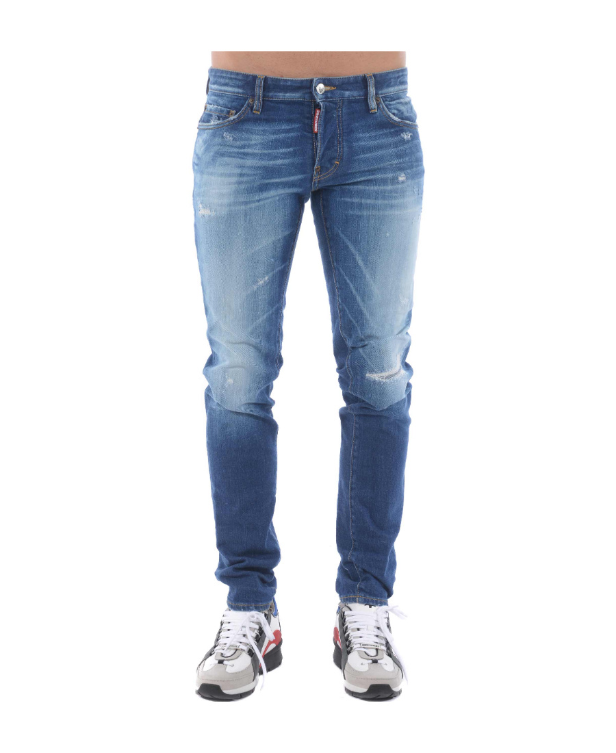 Dsquared2 Distressed Stonewashed Jeans In Blue