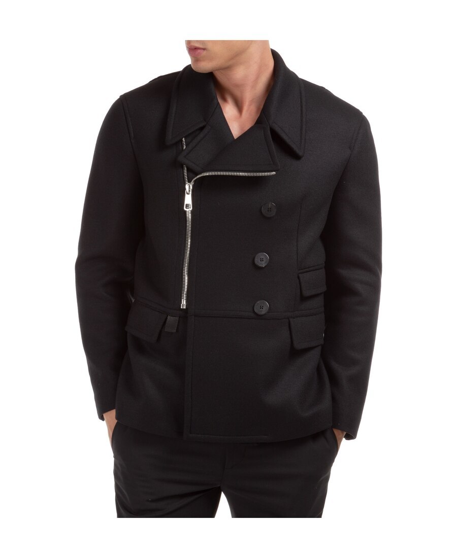 Neil Barrett Asymmetrical Zipper Coat In Black