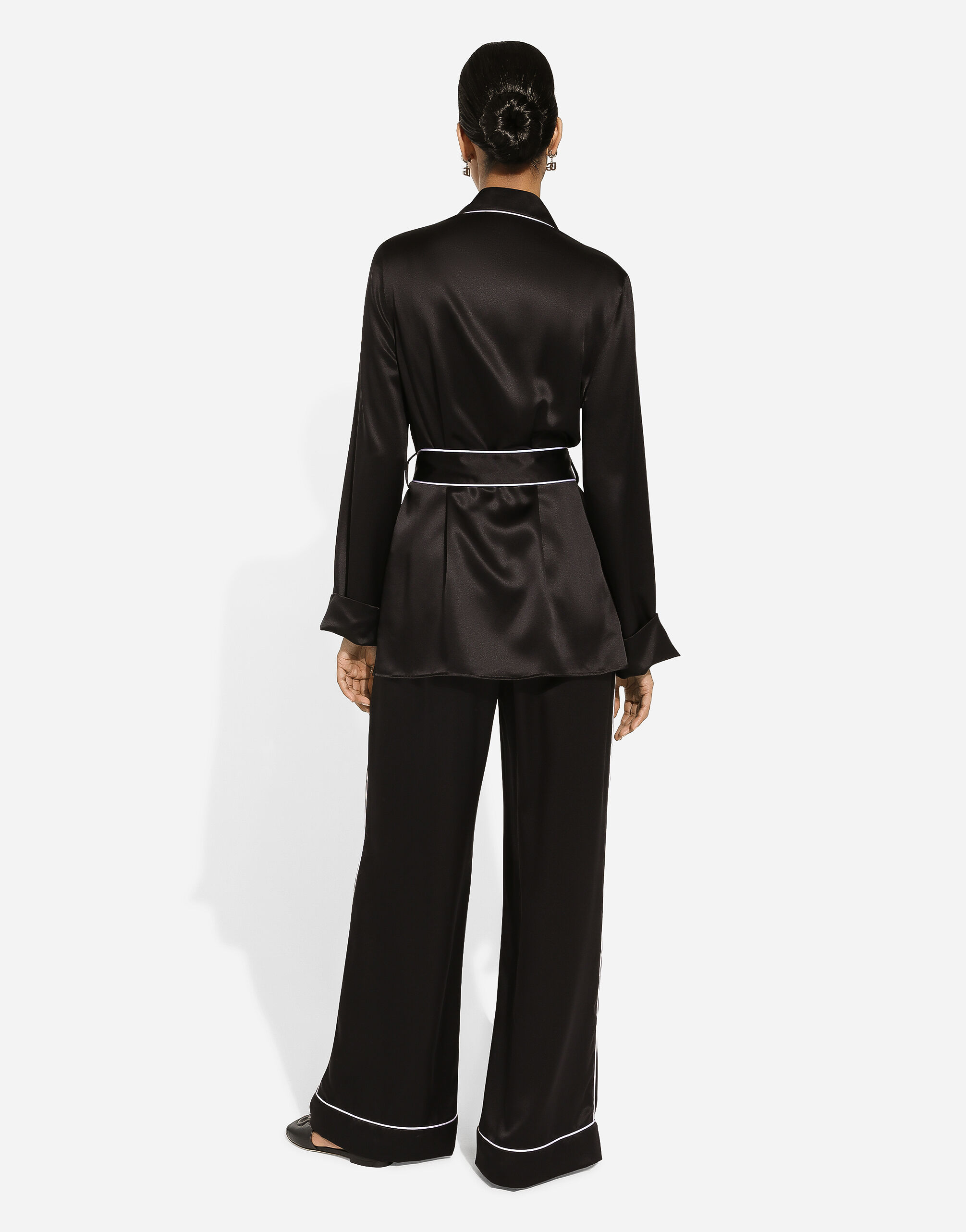 Dolce & Gabbana Elasticated-waist Silk Palazzo Trousers In Black