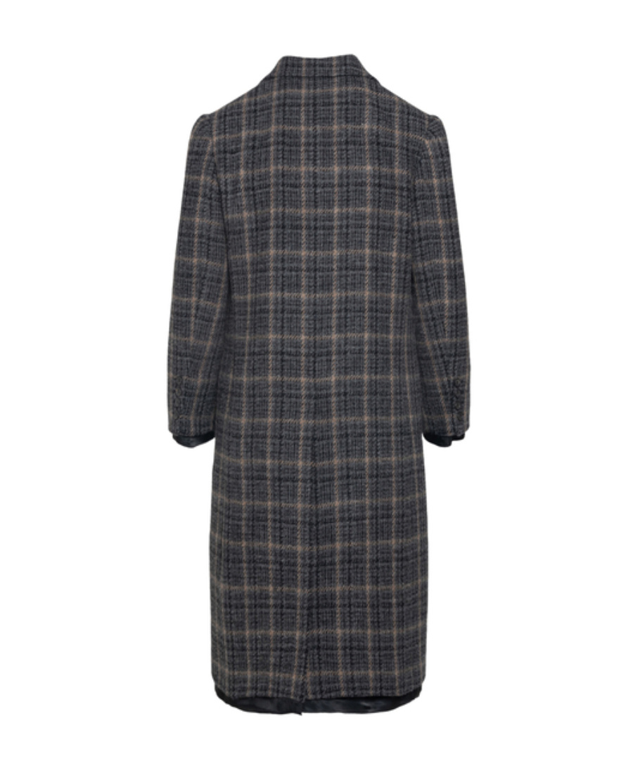Miu Miu Double-breasted Plaid Coat In Black