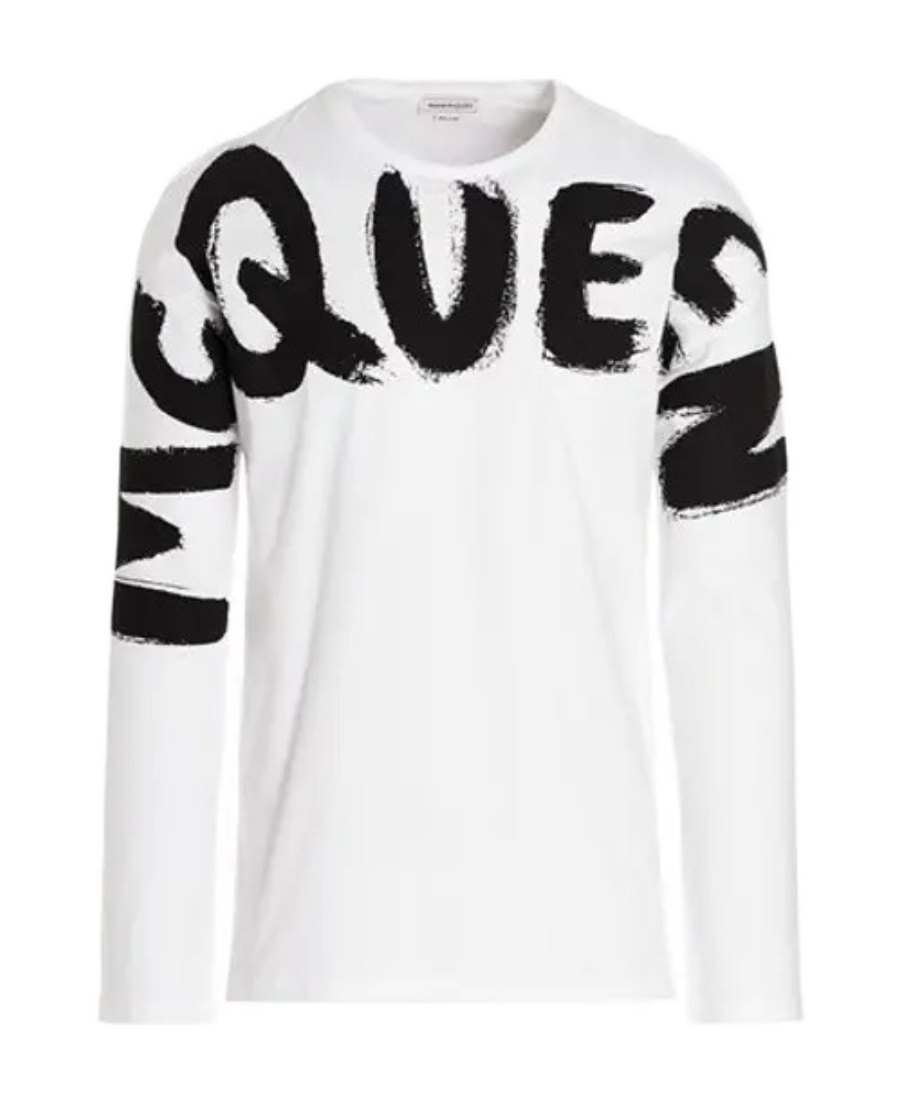 Alexander Mcqueen Logo-print Long-sleeve Top In White