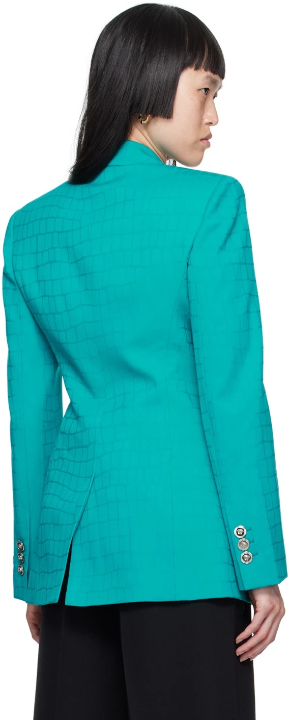 Versace Blue Jacquard Blazer In Green