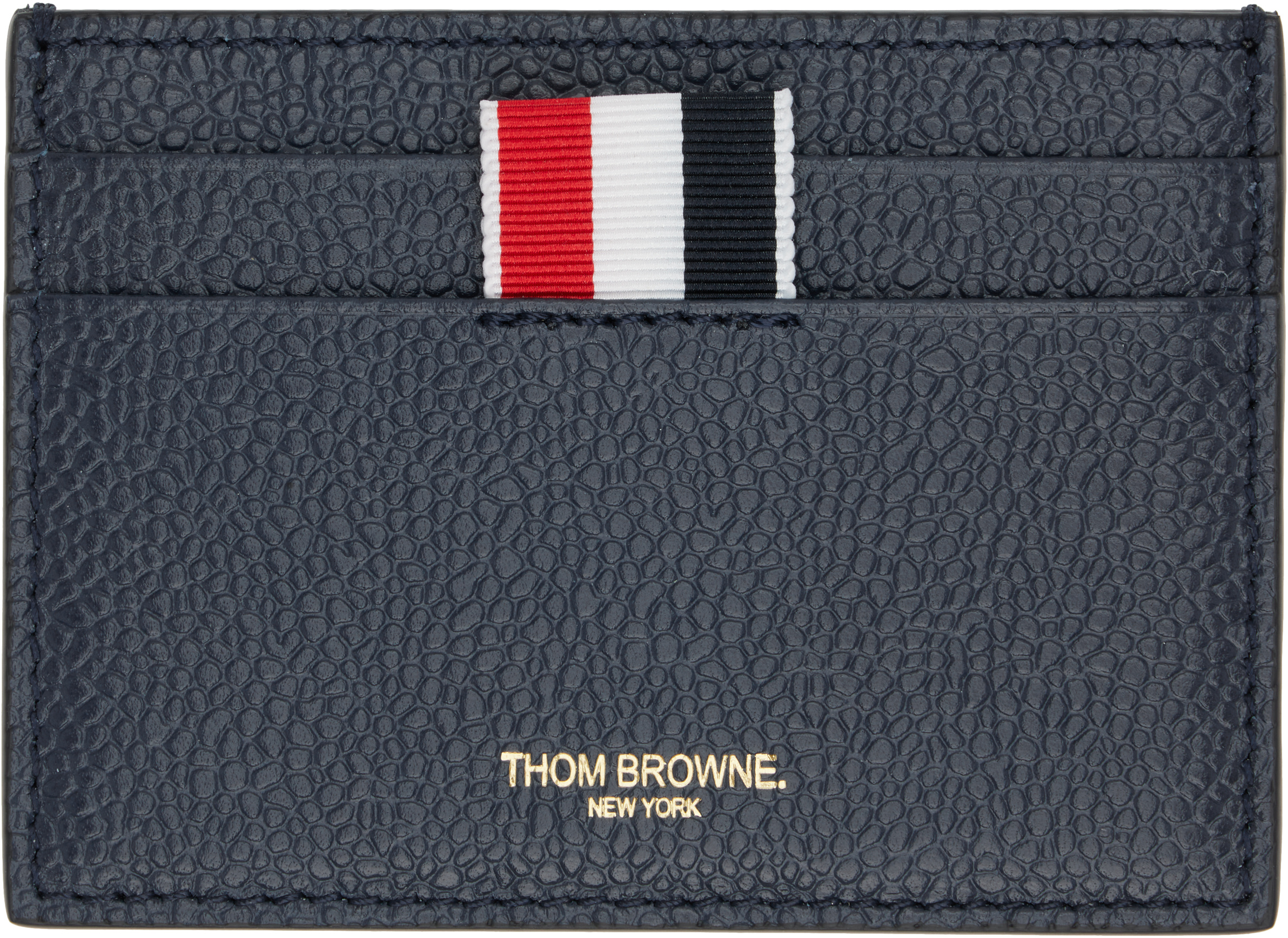 Thom Browne Navy Side 4-bar Stripe Card Holder In Blue