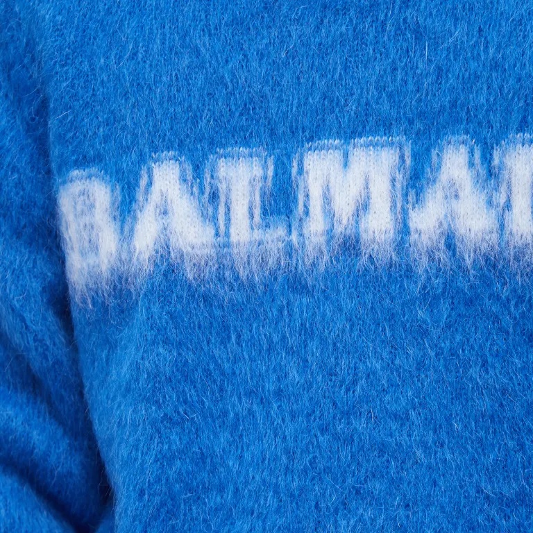 Balmain Maglione In Misto Lana Blu Elettrico Uomo In Blue