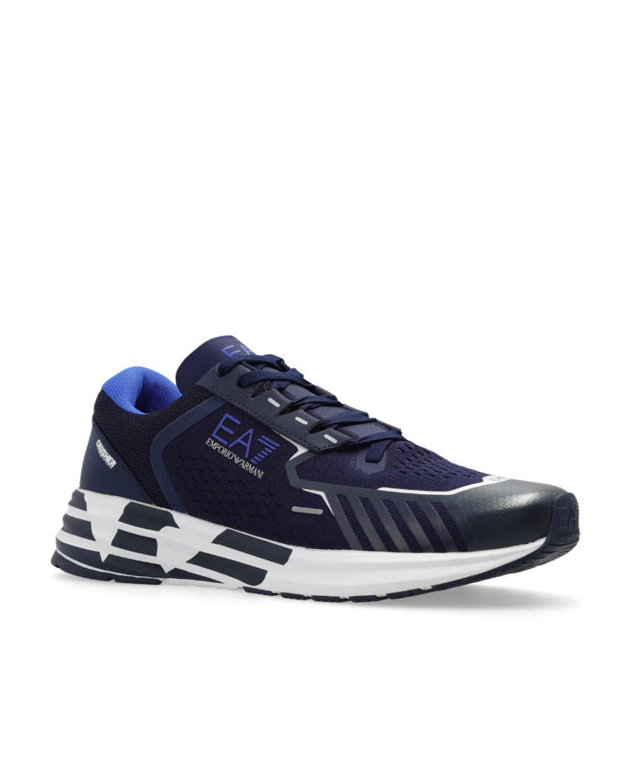 Ea7 Logo-print Mesh-panelling Sneakers In Black