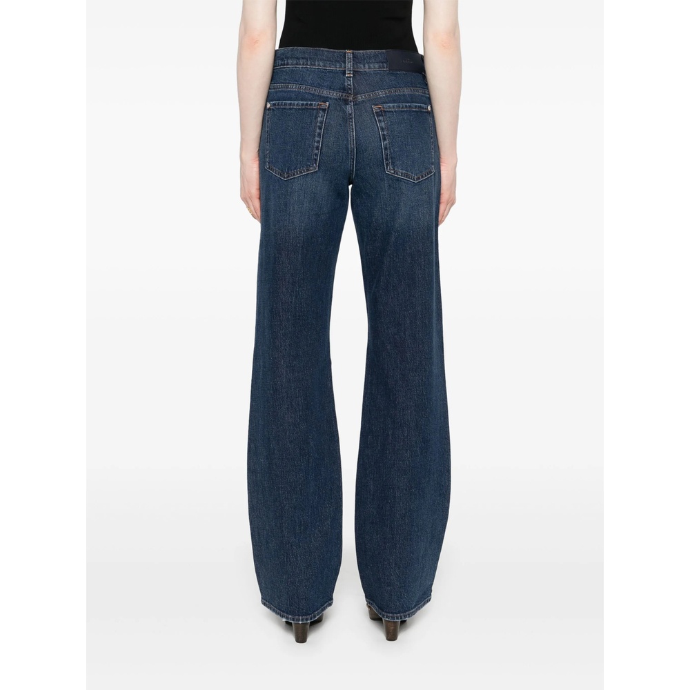 7 For All Mankind High Waist Denim Trousers In Blue