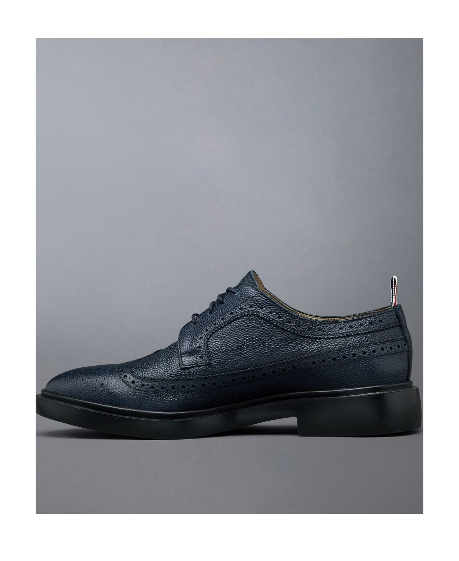 Thom Browne Pebbled Leather Longwing Brogues In Blue