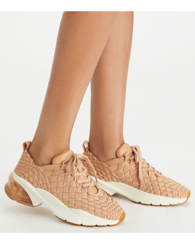 Tory Burch Good Luck Woven Trainer In Nude