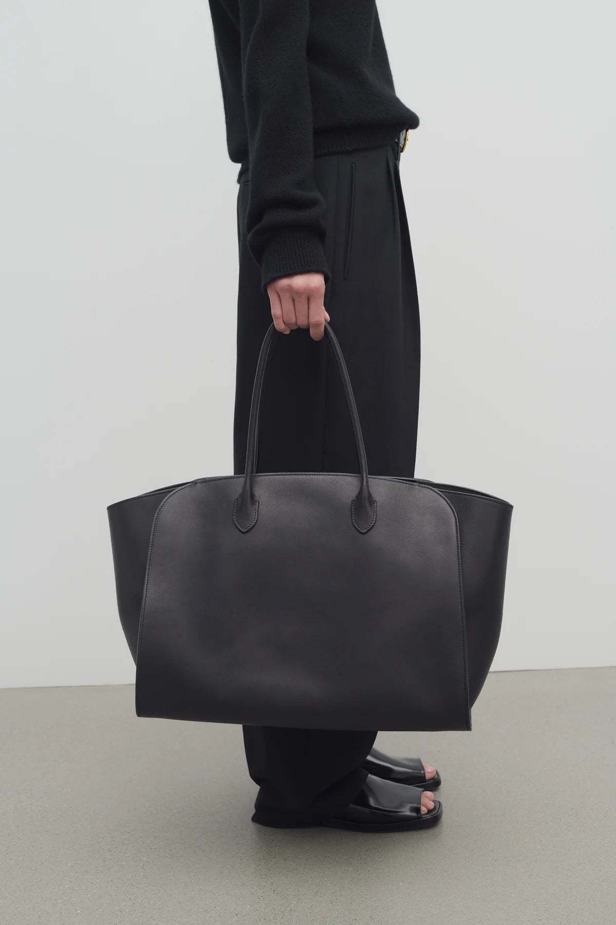 The Row Double Handle Tote Bag In Black