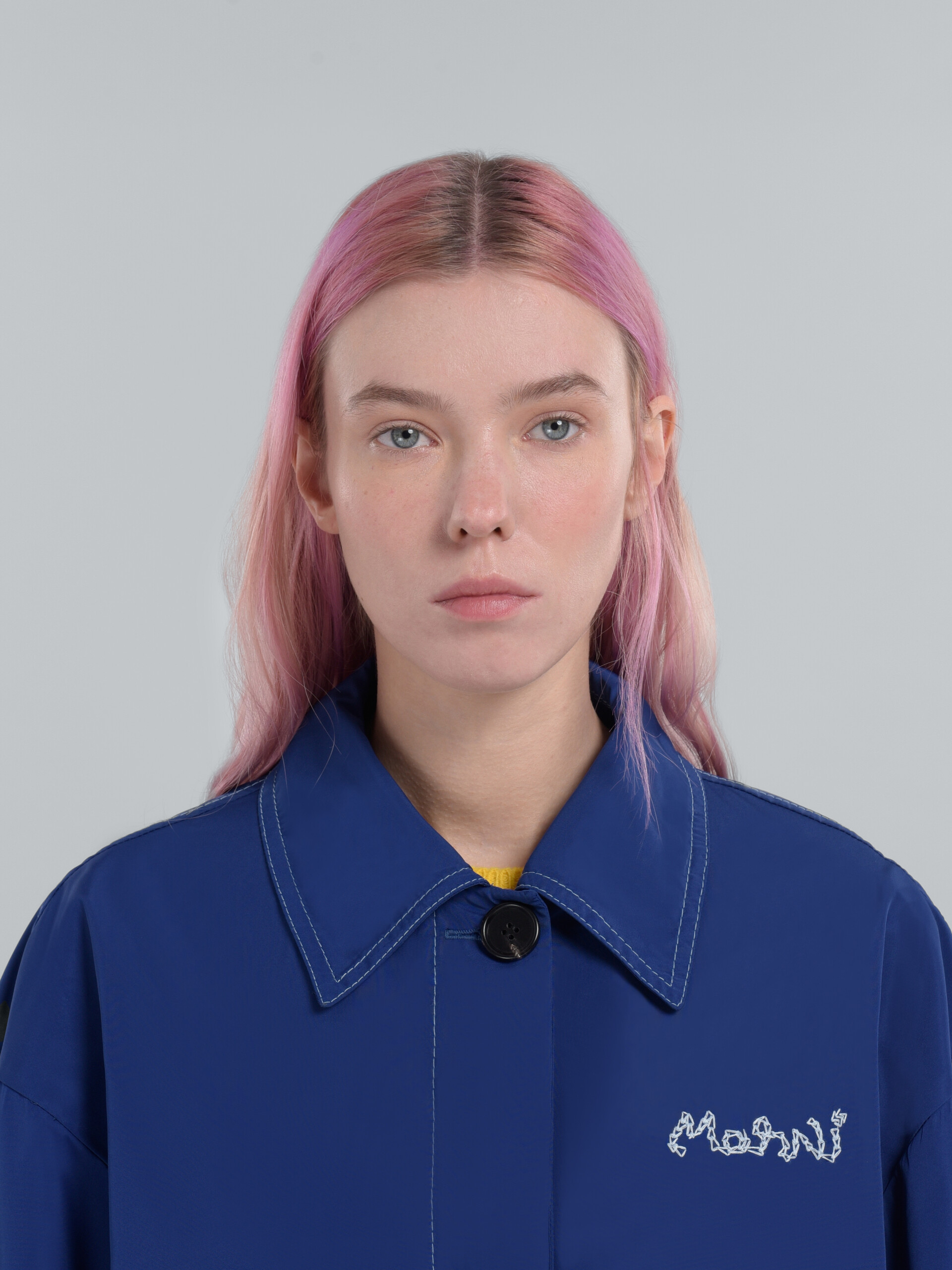 Marni Logo-embroidered Jacket In Blue