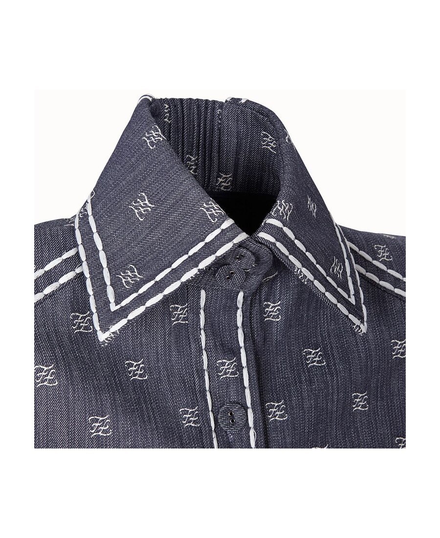 Fendi Karligraphy Motif Shirt Dress In Black