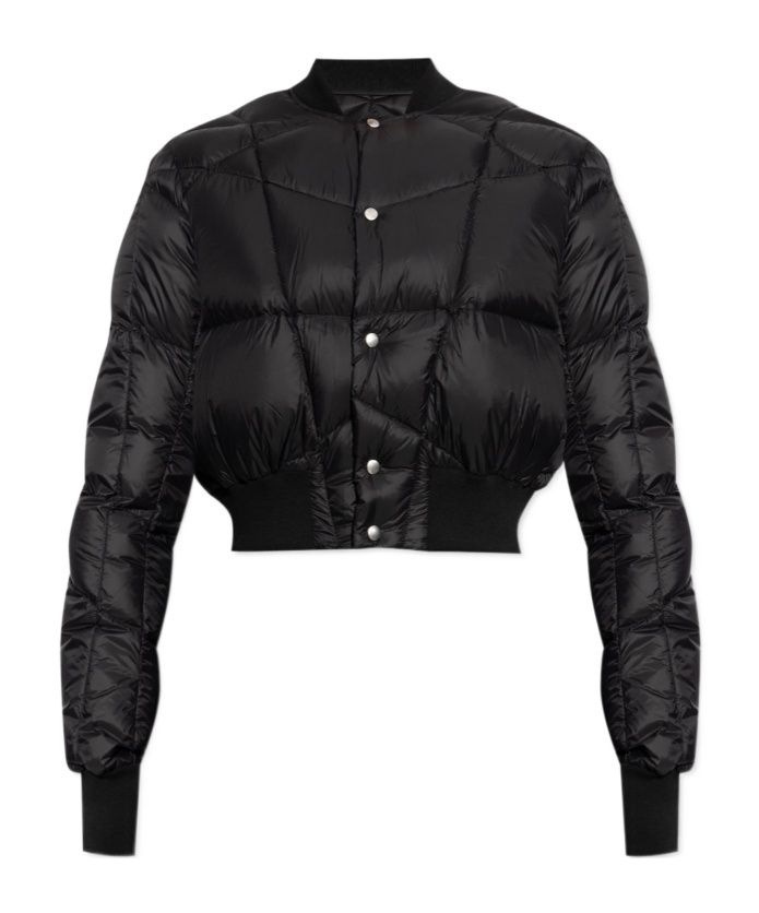 Rick Owens Mens Geometric-quilt Regular-fit Shell-down Flight Bomber Jacket Black In Black
