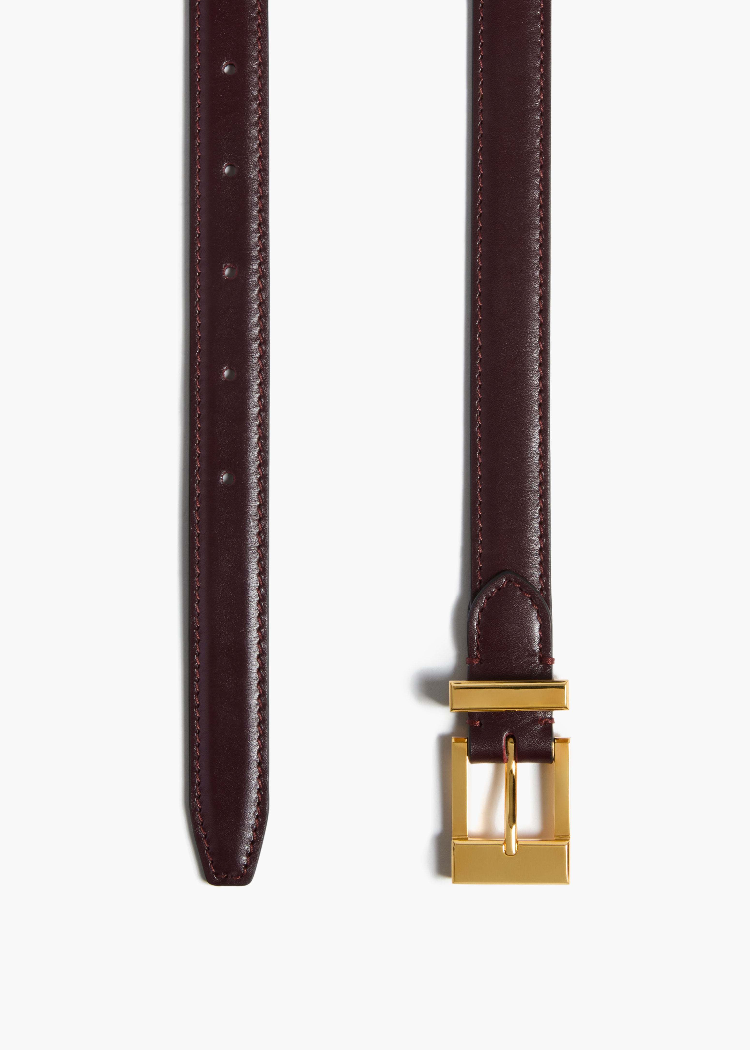 Khaite Manhattan Belt In Bordeaux Leather With Gold In Black