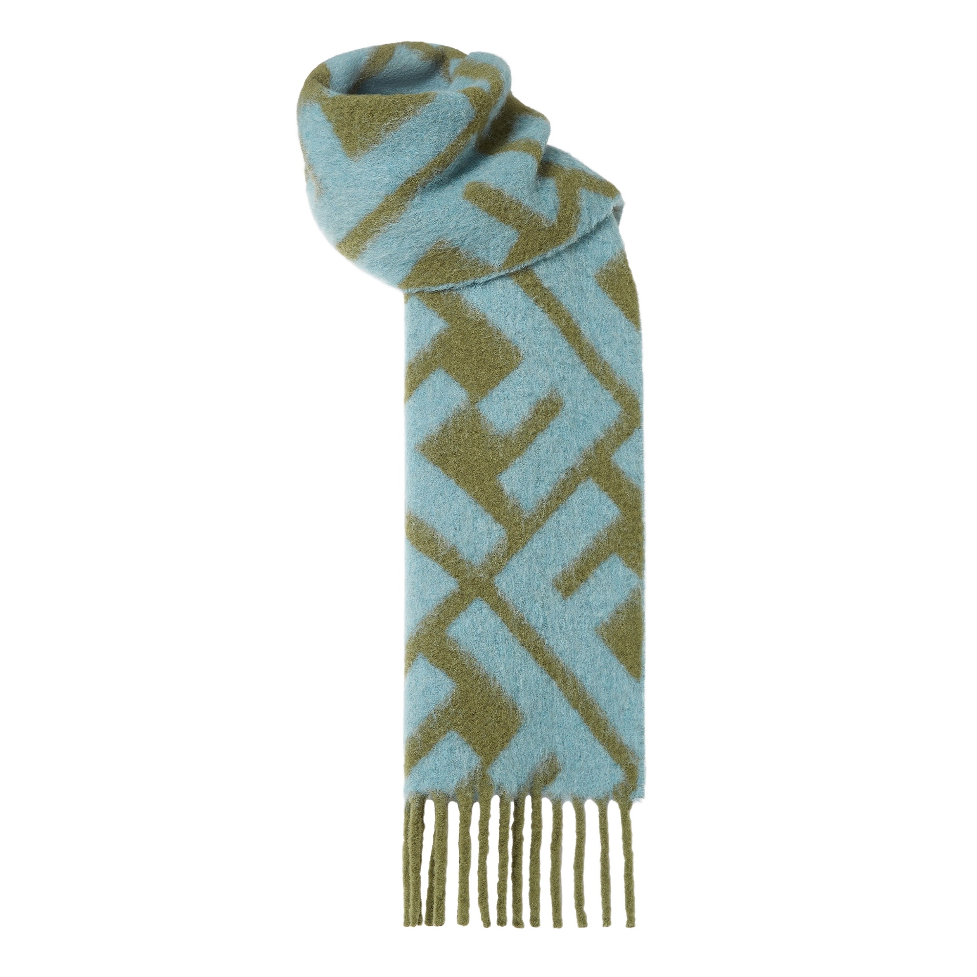 Fendi Green Ff Alpaca And Wool Scarf In Green
