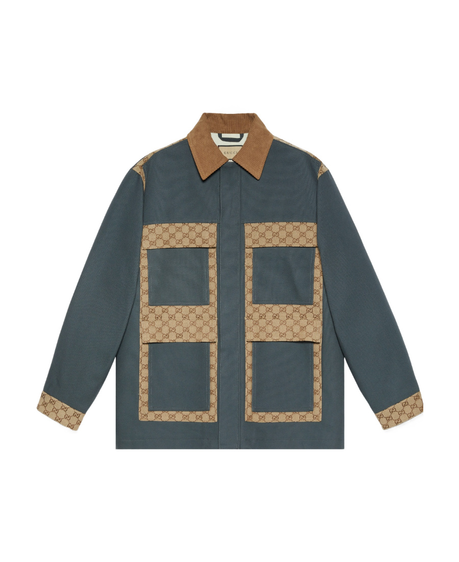 Gucci Gg Supreme Cotton-canvas Jacket In Green