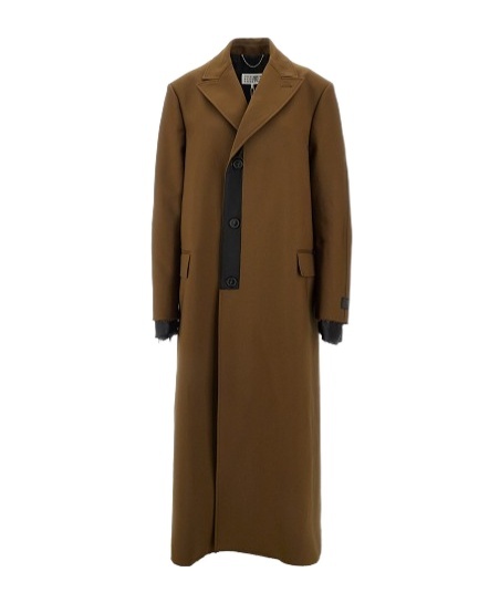 Mm6 Maison Margiela Numeric Signature Single-breasted Coat In Brown