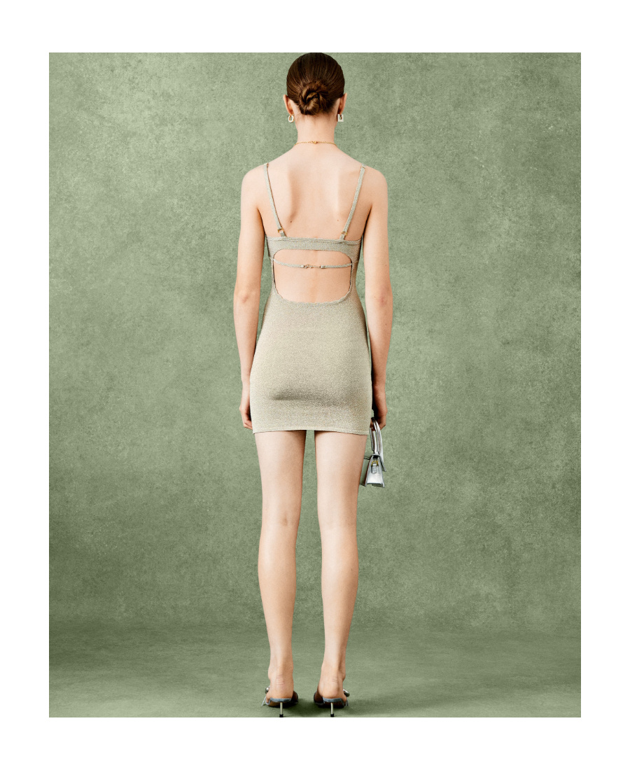 Jacquemus Fiesta Glitter Dress In Nude