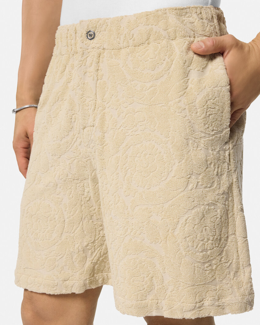 Versace Barocco-pattern Bermusa Shorts In Nude