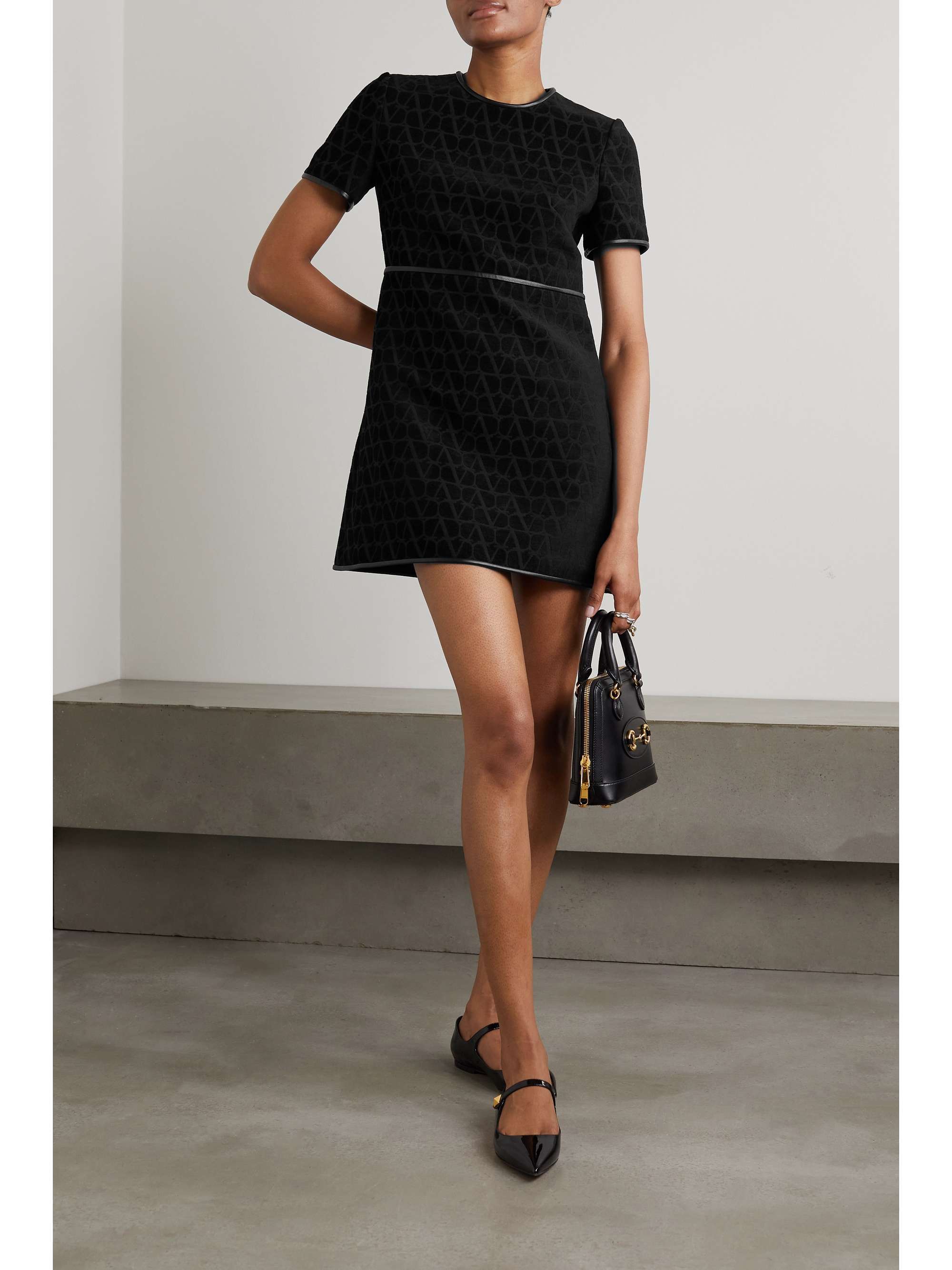 Valentino Jacquard Mini Dress In Black